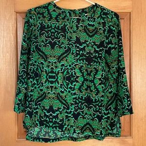 H&M Groovy 1970s Pull-over Blouse with 3/4 Length Sleeves Non-wrinkle Material